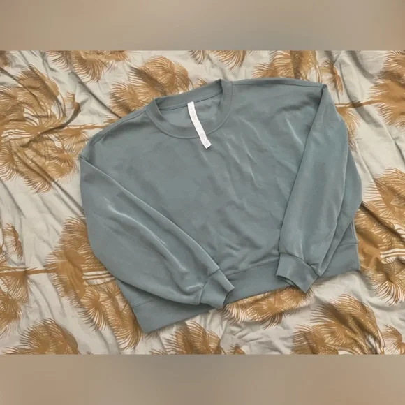 Lululemon Perfectly Oversized Cropped Crew Softstreme™ Tidewater Teal 12 - Picture 4 of 5